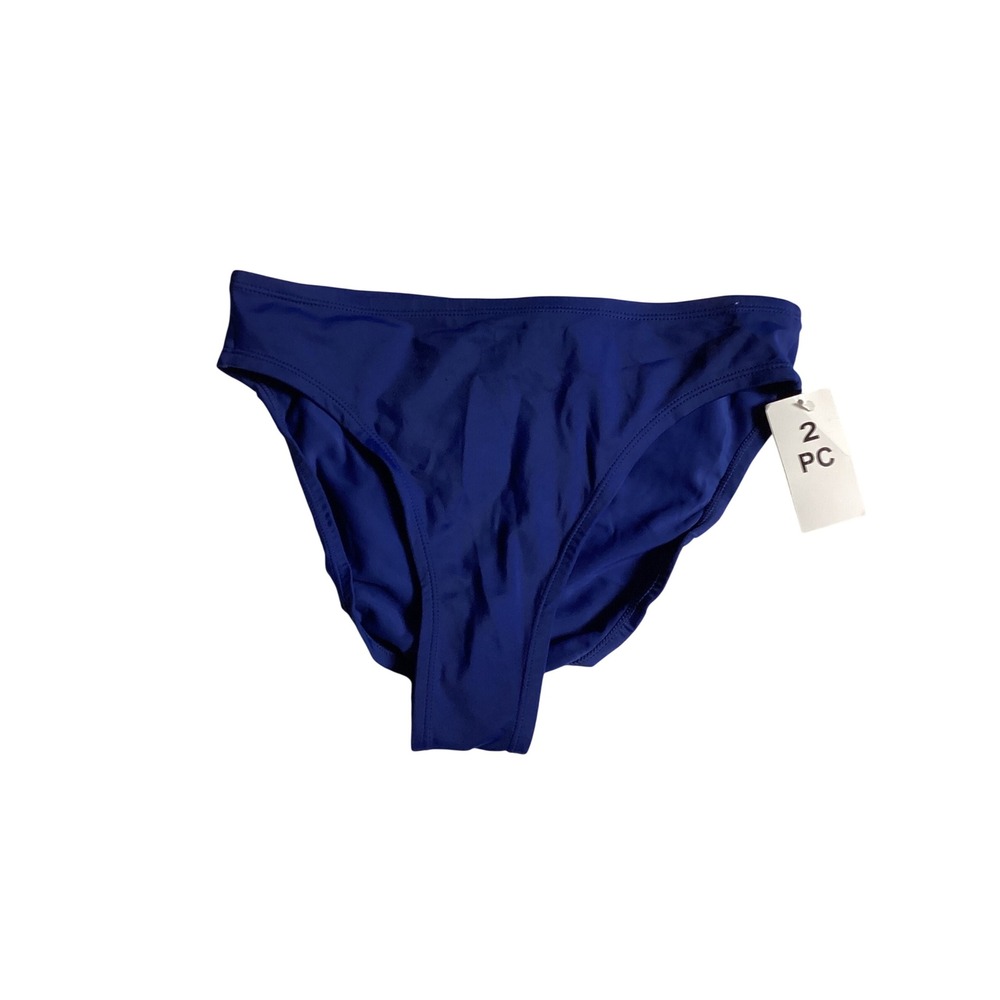 Nike Swim Brief Bikini Bottom Women 8 Blue New Embroidered Swoosh Logo Sporty